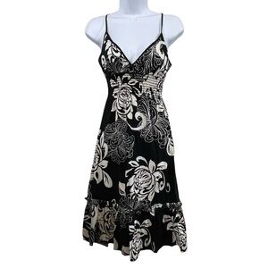 Bebe Floral Black and White Dress